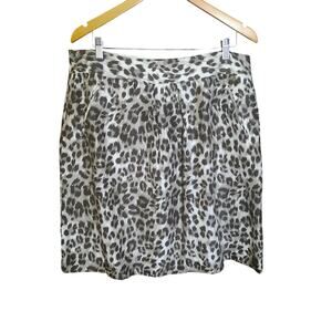 Banana Republic Womens 100% Silk Animal Print Side Pockets Lined Skirt Size 14